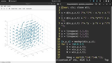 Flow Visualization Using GNU Octave: Steady/Unsteady Flow Field (Quiver3 Command)