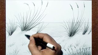 How to draw Seaside Grasses || Realistic grass drawing