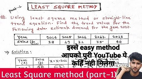 Least Square Method | Straight line method | Find the trend values using least Square method |part-1