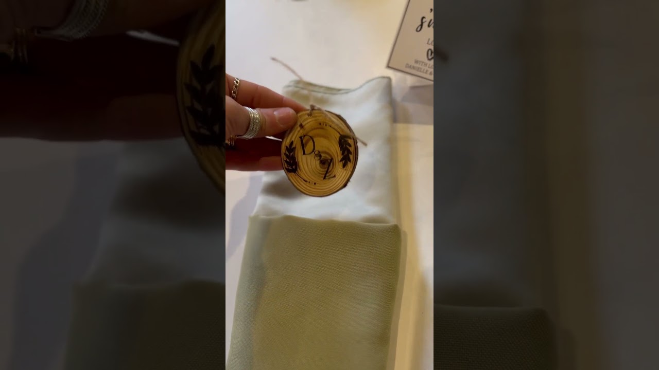 Personalized wedding favors: ornaments and s’mores kit! 