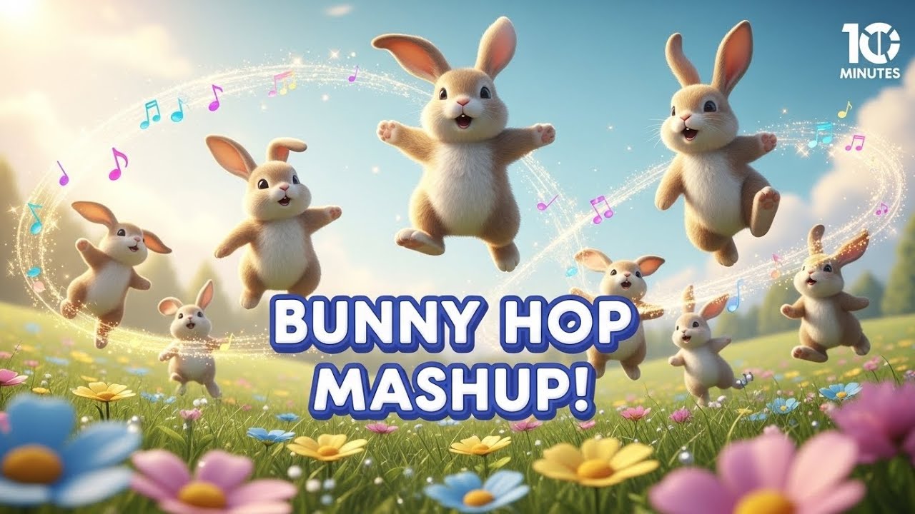 Bunny Hop Song Mashup 10 Minutes | Dance & Learn with Cute Bunnies ...