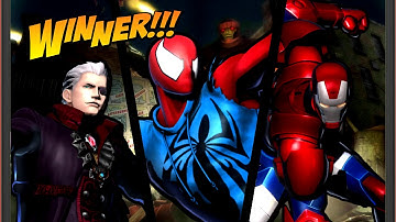 Dante, Spider Man, Iron Man Arcade Mode [UMvC3]