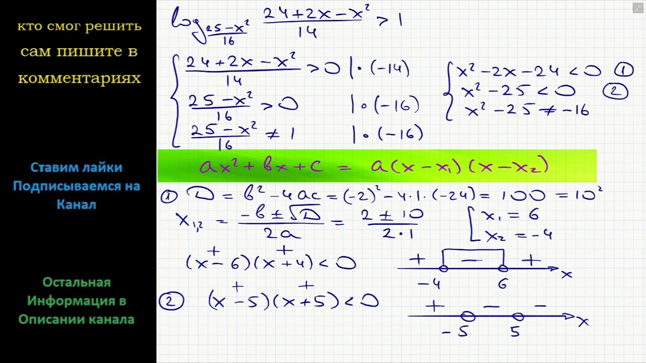  Log 25 x 2 16 24 2x x 2 14 1 