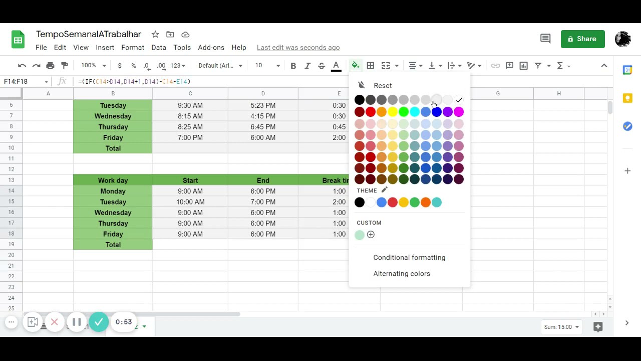 How to Calculate Working Time with Break Time in Google Sheets (Excel) YouTube