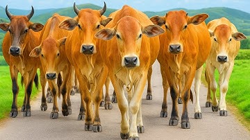 Mengiring Sapi Lembu  Menuju Ke Kandang Peternakan Hewan Ternak sapi - Suara sapi moo