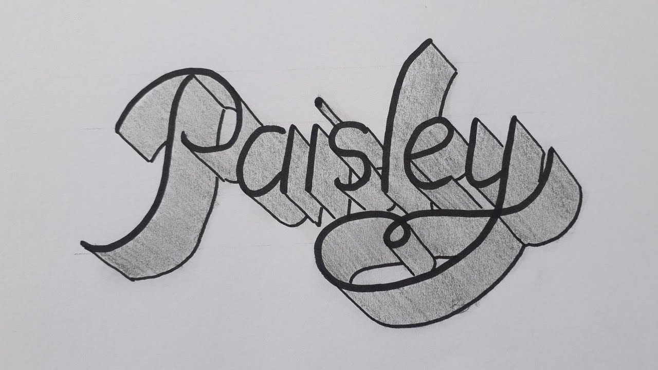 How To Draw 3d Name Paisley For Beginners / Drawing Calligraphy Easy