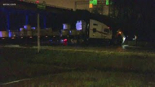 Tractor-trailer crash blocks I-85 in north Charlotte