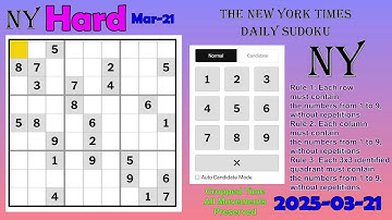 The New York Times Daily Sudoku 2025-03-21 Hard