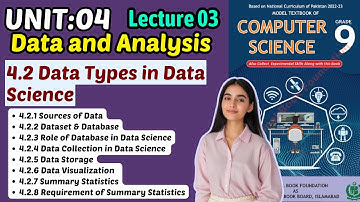 Chapter 4 Data & Analysis | Data Types in Data Science | Class 9 Computer Science Federal Book 2025