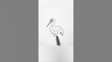 EASY  drawing ideas | How to draw crane with number 2#shorts #crane #birds