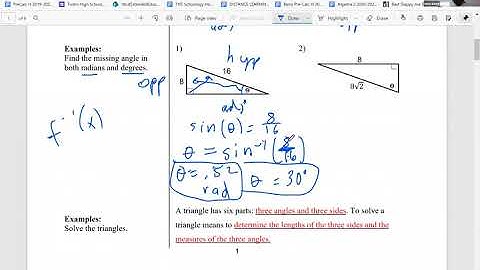 Honors Pre-Calculus 6.2 part 1 notes - right triangle trig