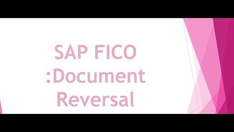 SAP FICO:Document Reversal