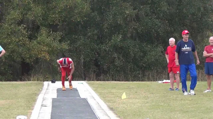 Terry Skinner doing long jump Fla Sports Senior Ga...