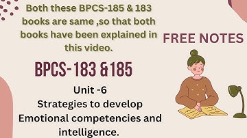 BPCS-185&183 || Unit-6 Strategies to develop Emotional Competencies || #ignou #bpcs #bpcs185