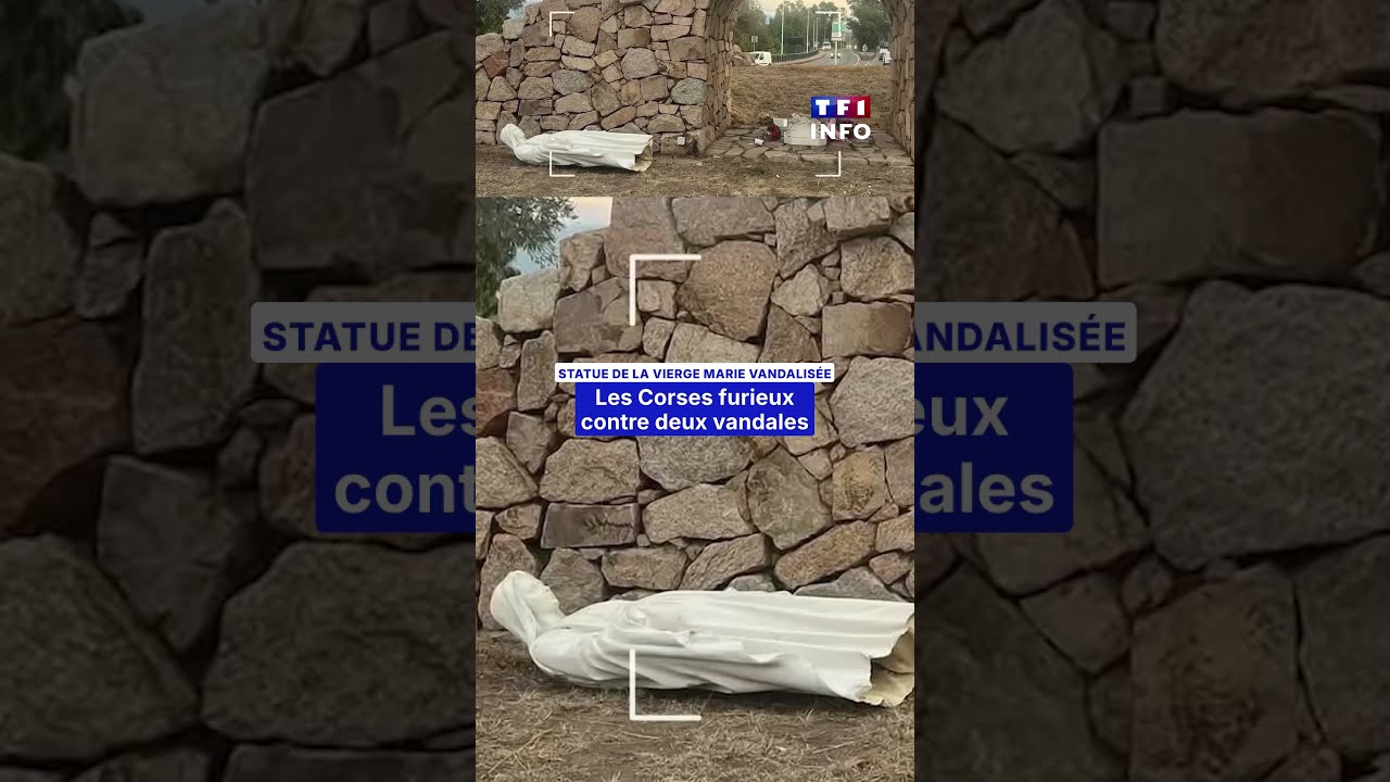 Statue de la Vierge Marie vandalisée : les Corses furieux contre deux vandales｜TF1 INFO
