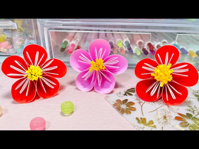 折り紙】立体！梅の花の作り方🌹✨お正月のちょっとした飾りに
