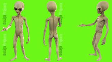 Alien talks. Loopable animation on green screen. 4k.