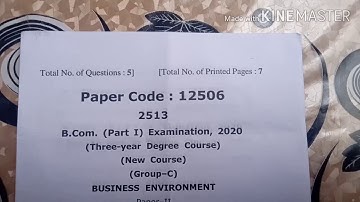 B.COM (PART-1)BUSINESS ENVIRONMENT 2020 QUESTION PAPER MJP ROHILKHAND  UNIVERSITY BAREILLY...
