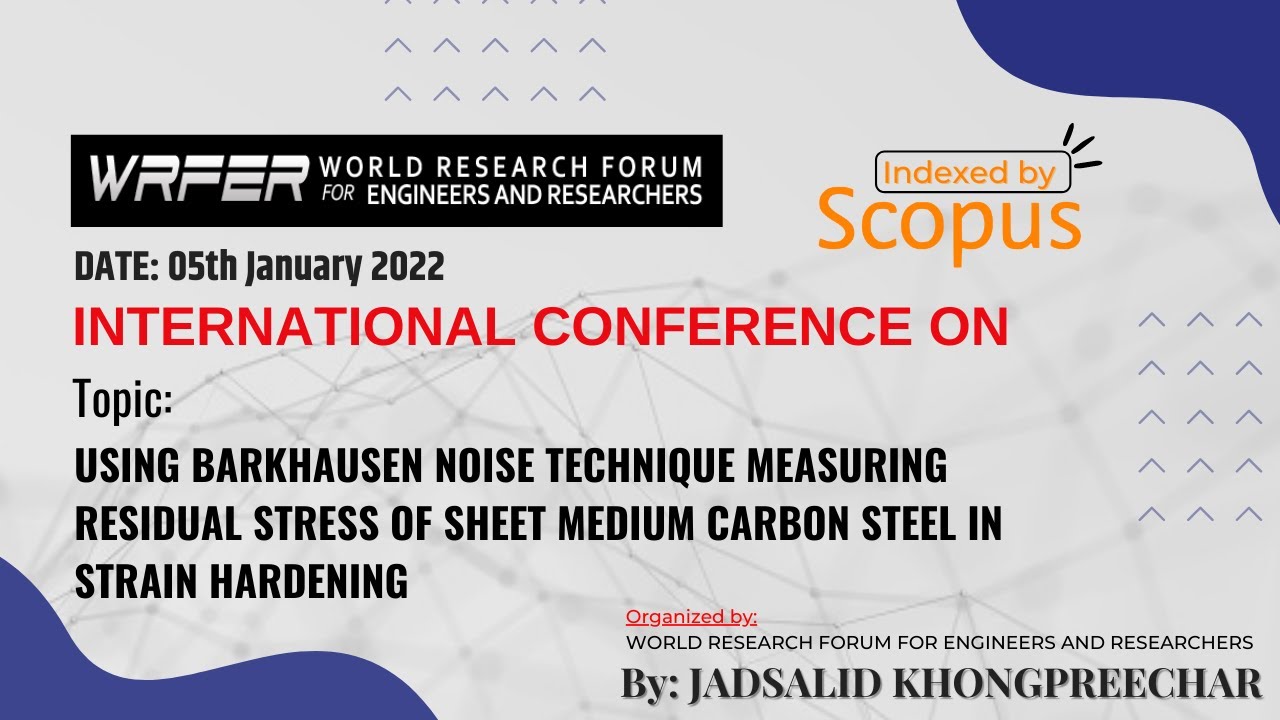 WRFER INTERNATIONAL CONFERENCE | PRESENTED BY: JADSALID KHONGPREECHAR | 05th JANUARY 2022