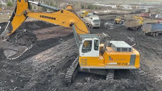 Liebherr 974 Excavator Loading Coal On Trucks - Labrianidis Mining Works