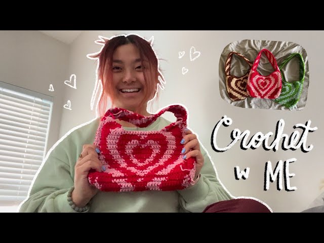 Crochet Heart Power Puff Bag –