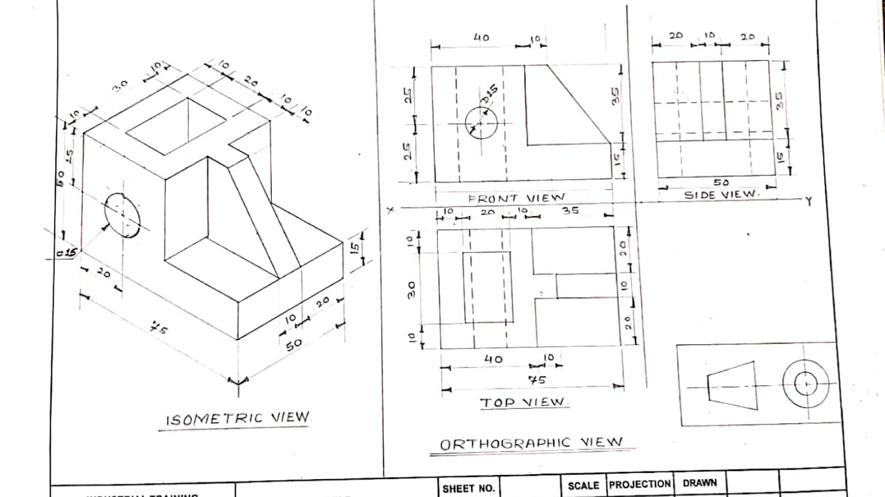 ISOMETRIC VIEW WITH ORTHOGRAPHIC VIEWS YouTube