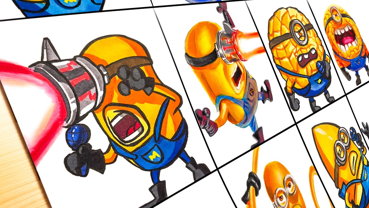 Рисуем Гадкий Я 4: FNF против ОРИГИНАЛЬНЫХ Мега-миньонов (Джерри, Мел, Дэйв, Тим, Гас)