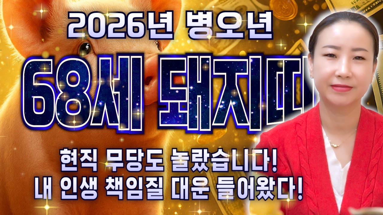 [2026년 병오년 68세 돼지띠운세] 1959년생 돼지띠분들 놀라지마세요! 이번달부터 말년을 책임질 대운 들어온다! 집안 경사로 초대박나는 2026년 59년생 돼지띠의 신년운세
