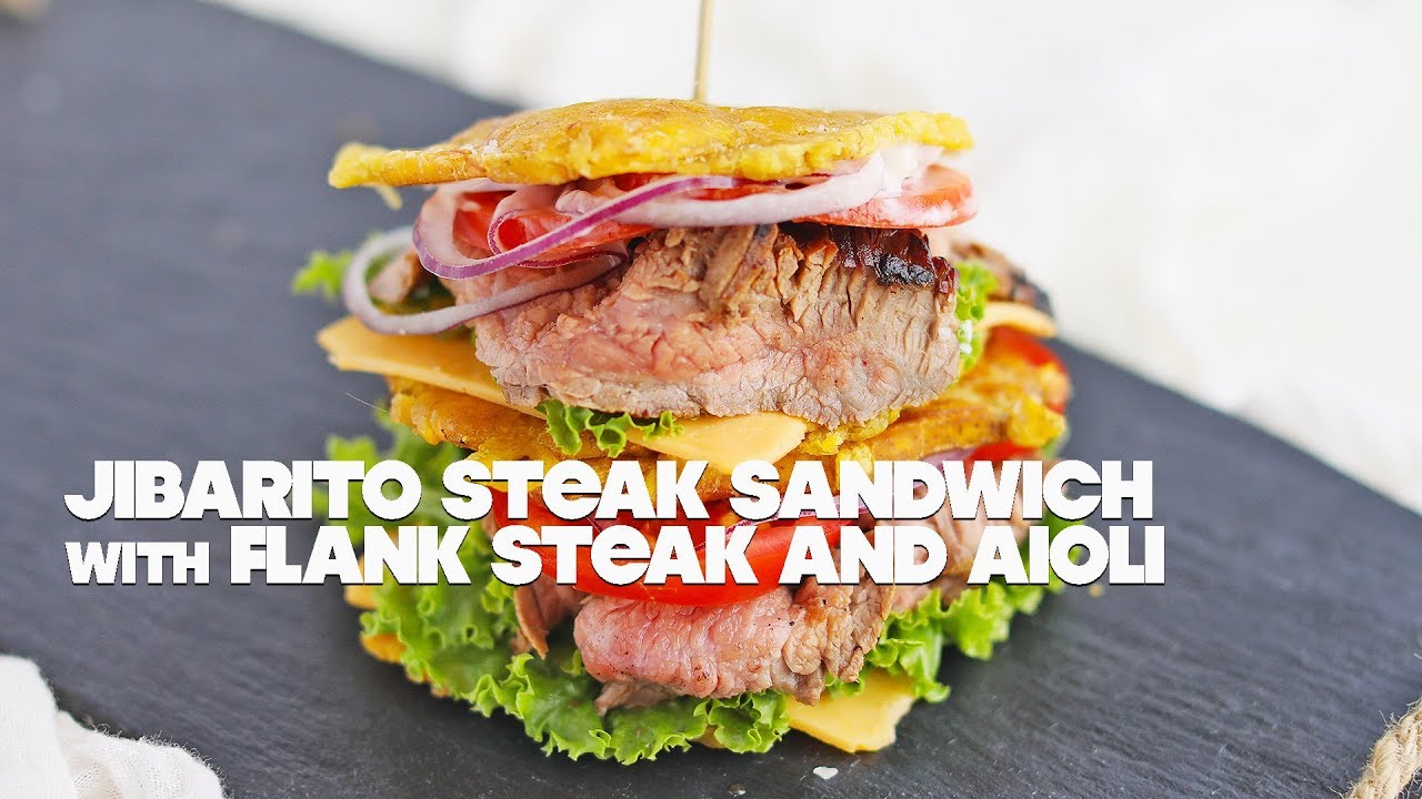 Jibarito Sandwich Recipe with Flank Steak and Aioli 