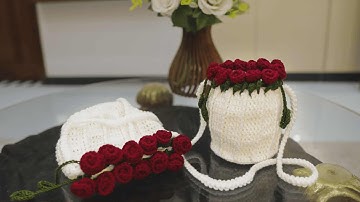 Crochet Rose🌹 Drawstring Bouquet Bag for Beginners 