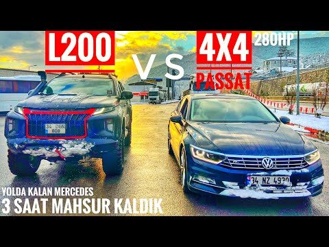 DAĞDA MAHSUR KALDIK! | 4X4 VW PASSAT 2.0 TDI 280HP 4MOTİON VS MITSUBISHI L200 | EFSANE KAR VİDEOSU