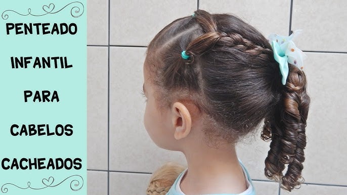 PENTEADO PARA ESCOLA SIMPLES E FÁCIL - PENTEADO INFANTIL PARA CABELOS  CACHEADOS 