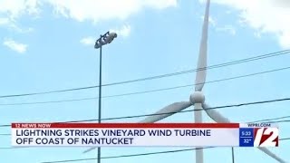 Offshore wind turbine damaged by lightning strike