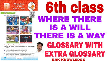 6th class English WHER THERE IS A WILL THERE IS A WAY GLOSSARY WITH EXTRA GLOSSARY#BRKKNOWLEDGE