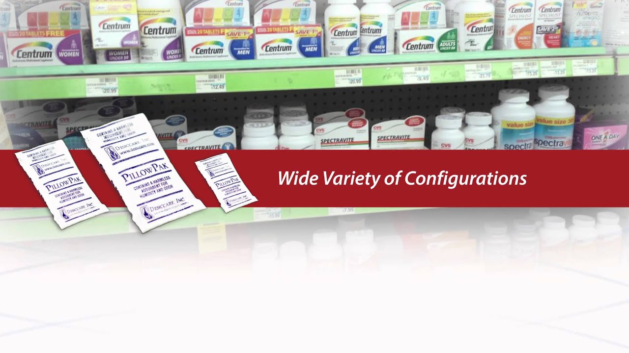 Desiccare Pillow Pak Available in Various Configurations and Sizes