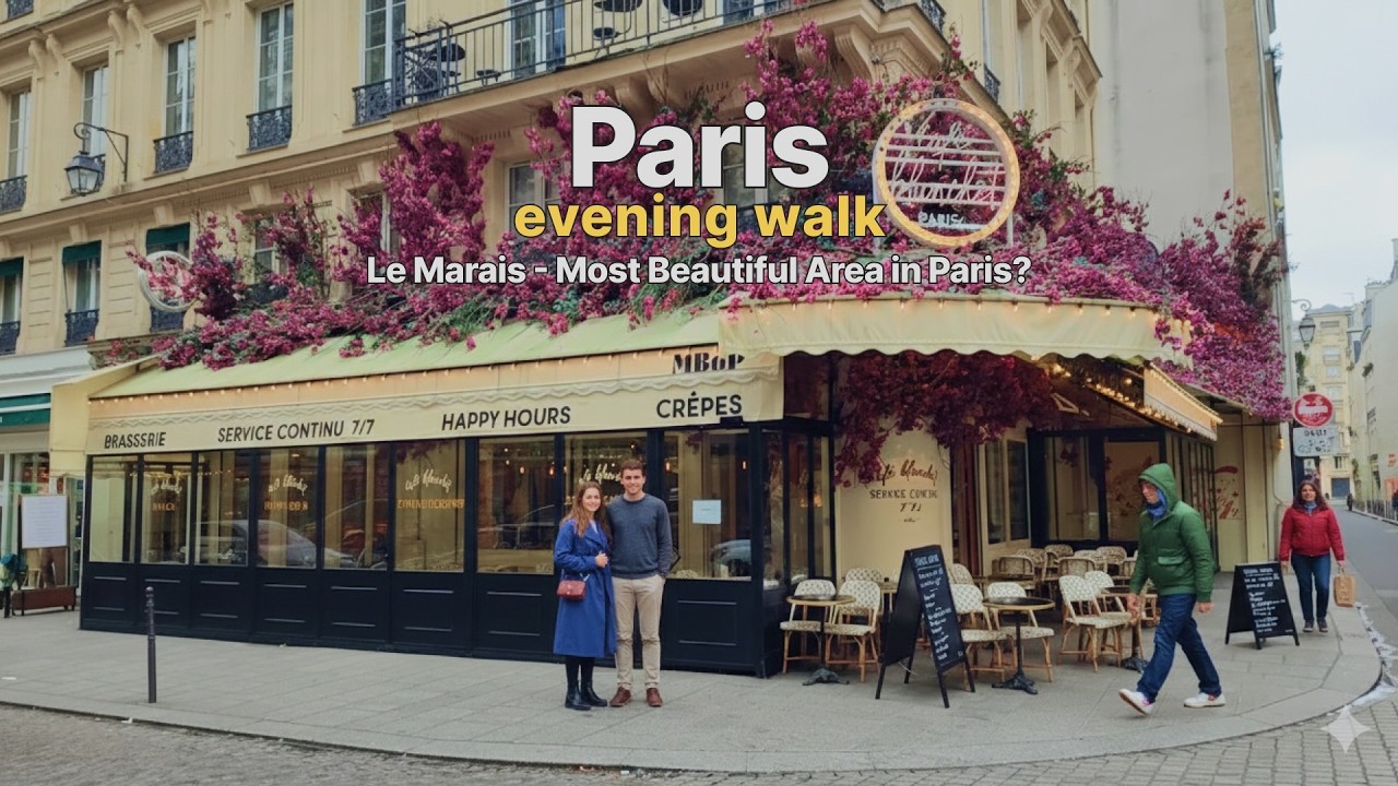PARIS Walking tour - Evening vibe at Le Marais - 4K 60 fps 🇫🇷