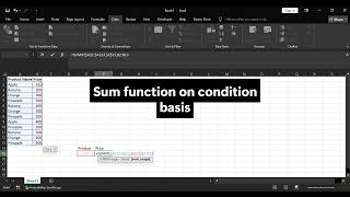 Use Of Sum If Function