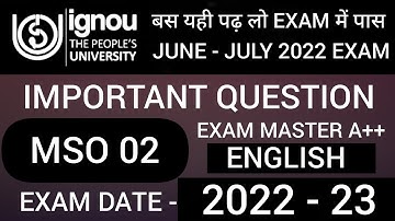mso 002 important questions | MSO 002 important question in english | MSO 02 important question