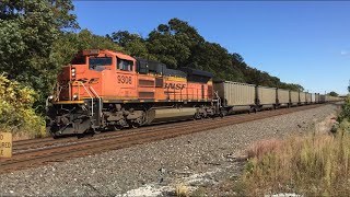 BNSF 9308 (SD70ACe) leads CSX E800 on the NS Chicago Line in Ogden Dunes, IN 10/15/22