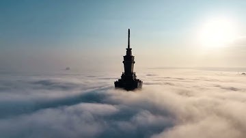 Amazing view of Taipei 101 rise above clouds