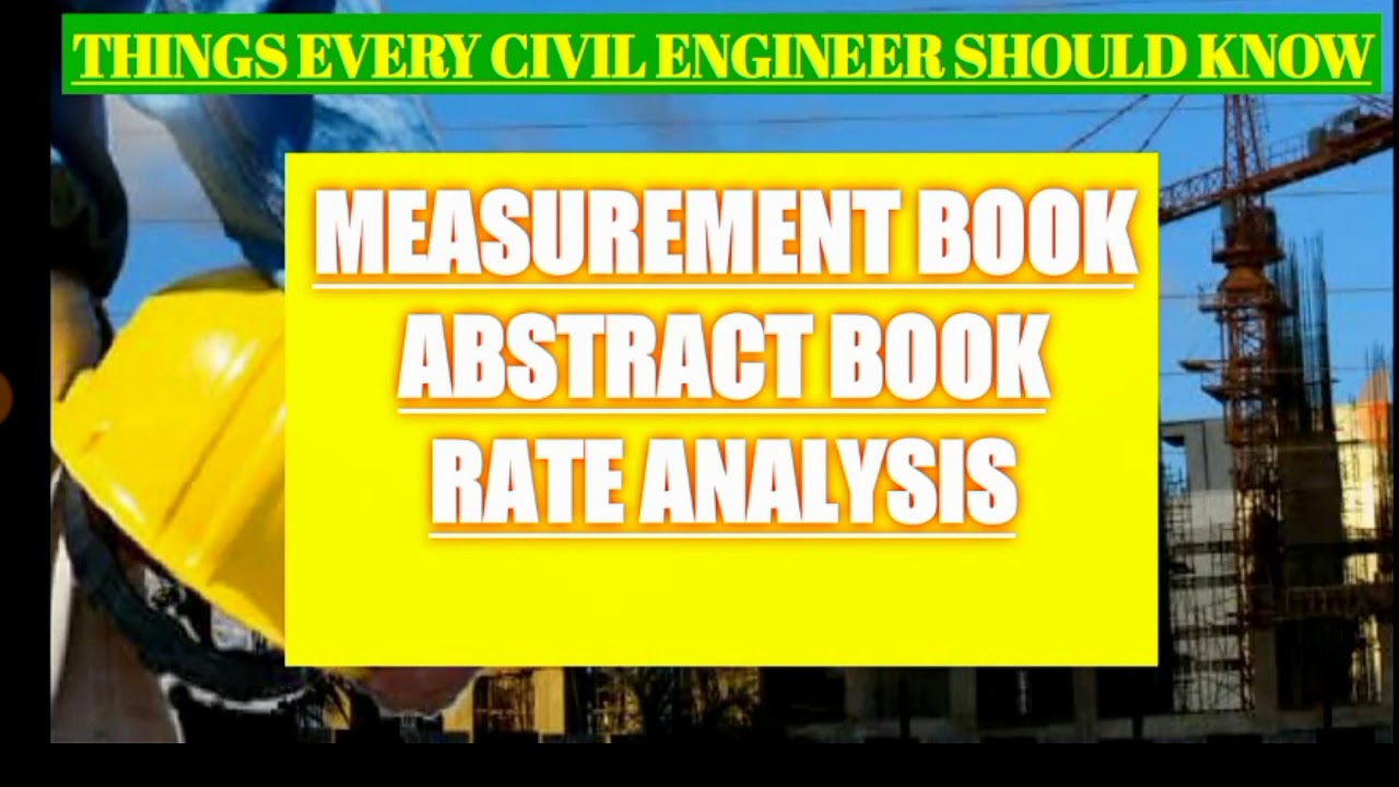 What is Measurement bookAbstract BookHow Rate analysis is done YouTube