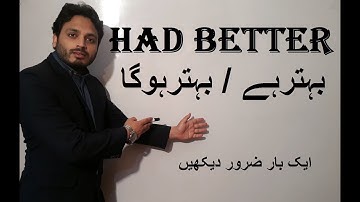 Had Better | Modal Verbs | By Syed Ali Raza Kazmi