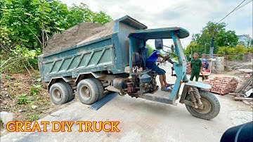 Great diy truck | Công nông siêu khủng chở cát chế phanh hơi cực mạnh | Máy múc komatsu pc100 xúc