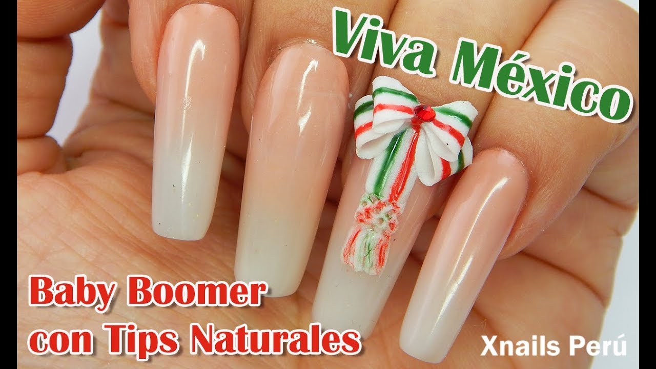 Uñas Acrílicas Mexicanas Baby Boomer Natural con Tips + Moño 3D / Xnails  Peru - thptnganamst.edu.vn