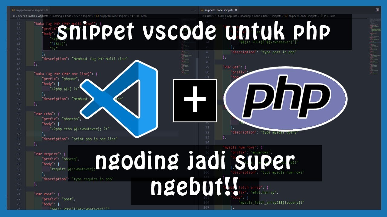 SNIPPET VISUAL STUDIO CODE (VSCODE ) untuk PHP PROGRAMMER - YouTube