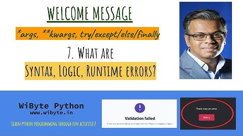 7. Welcome Message: What are Syntax, Logic and Runtime errors?