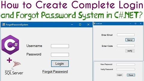 How to Create a Complete Forgot Password System in C#.NET using SQL Server Database?With Source Code