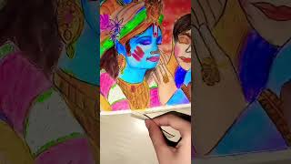 beautiful Holi khelte hue Radha Krishna drawing#pencil colour drawing