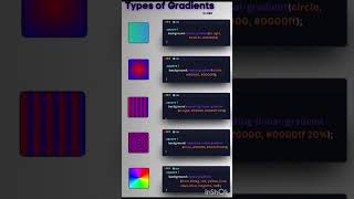 type of Gradients in css #coding #html #html5 #css #css3 #vscode #java #javascript #php #codes #code