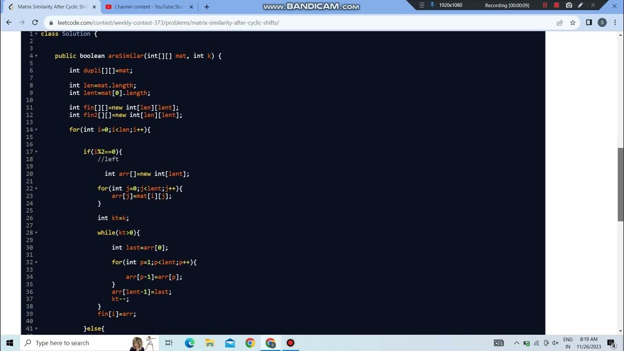 100139. Matrix Similarity After Cyclic Shifts | Leetcode Weekly Contest ...